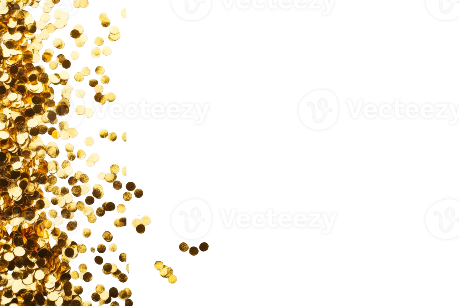 Gold confetti scattered on a transparent background for celebrations png