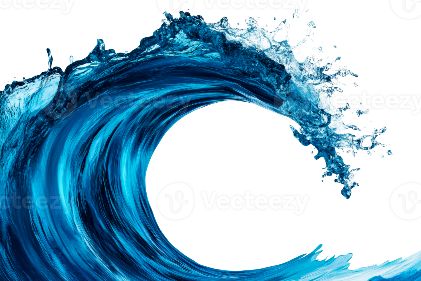 Powerful ocean wave capturing energy and movement in clear blue png