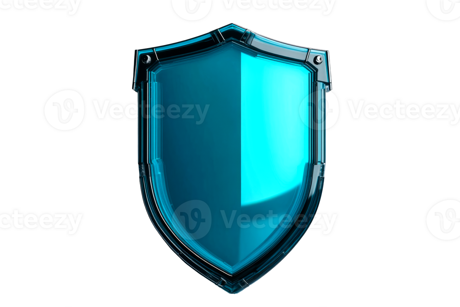 Vibrant blue shield with a sleek design and transparent background png