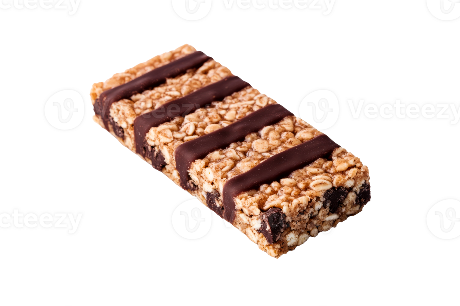 Enjoy a nutritious granola bar topped with rich chocolate drizzle png