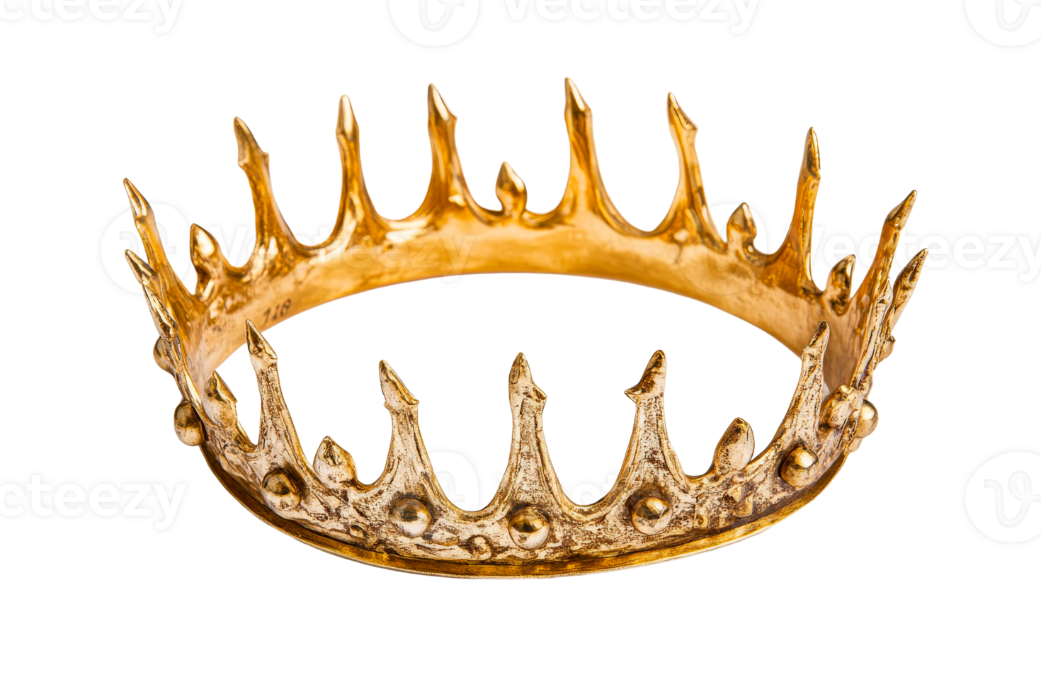 Gold crown with pointed design on transparent background png