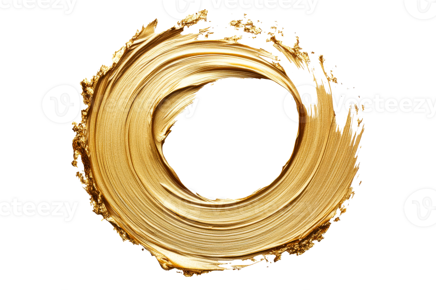 Elegant gold brush stroke creating a circular design with depth png