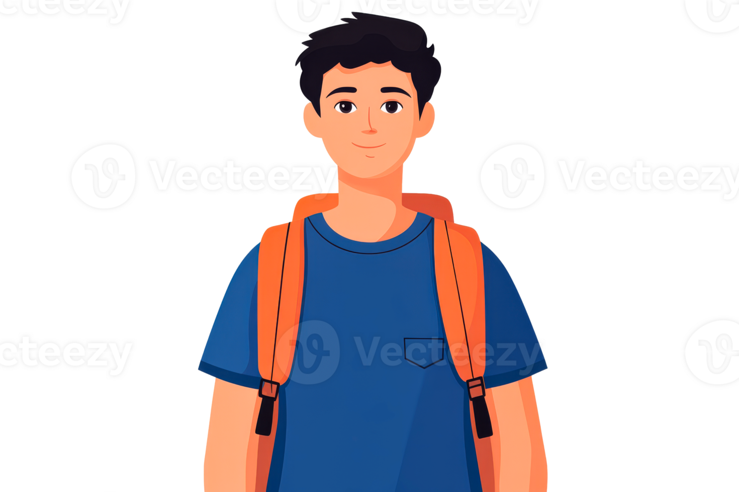Young student with backpack ready for school in vibrant illustration png
