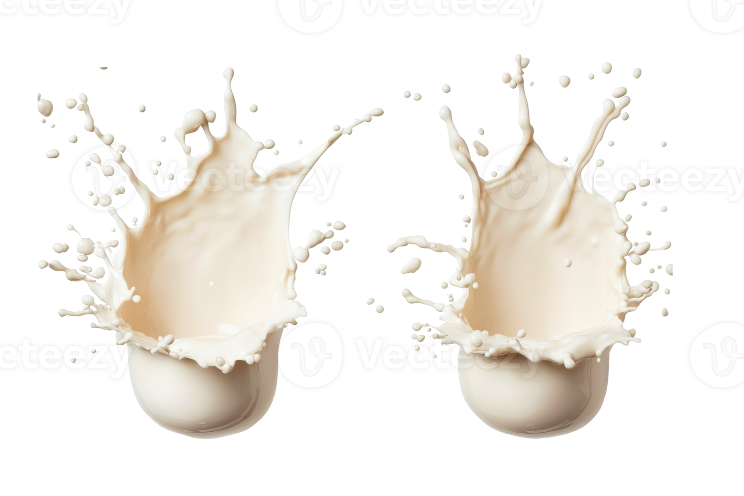 Milk splashes creating dynamic shapes on transparent background png