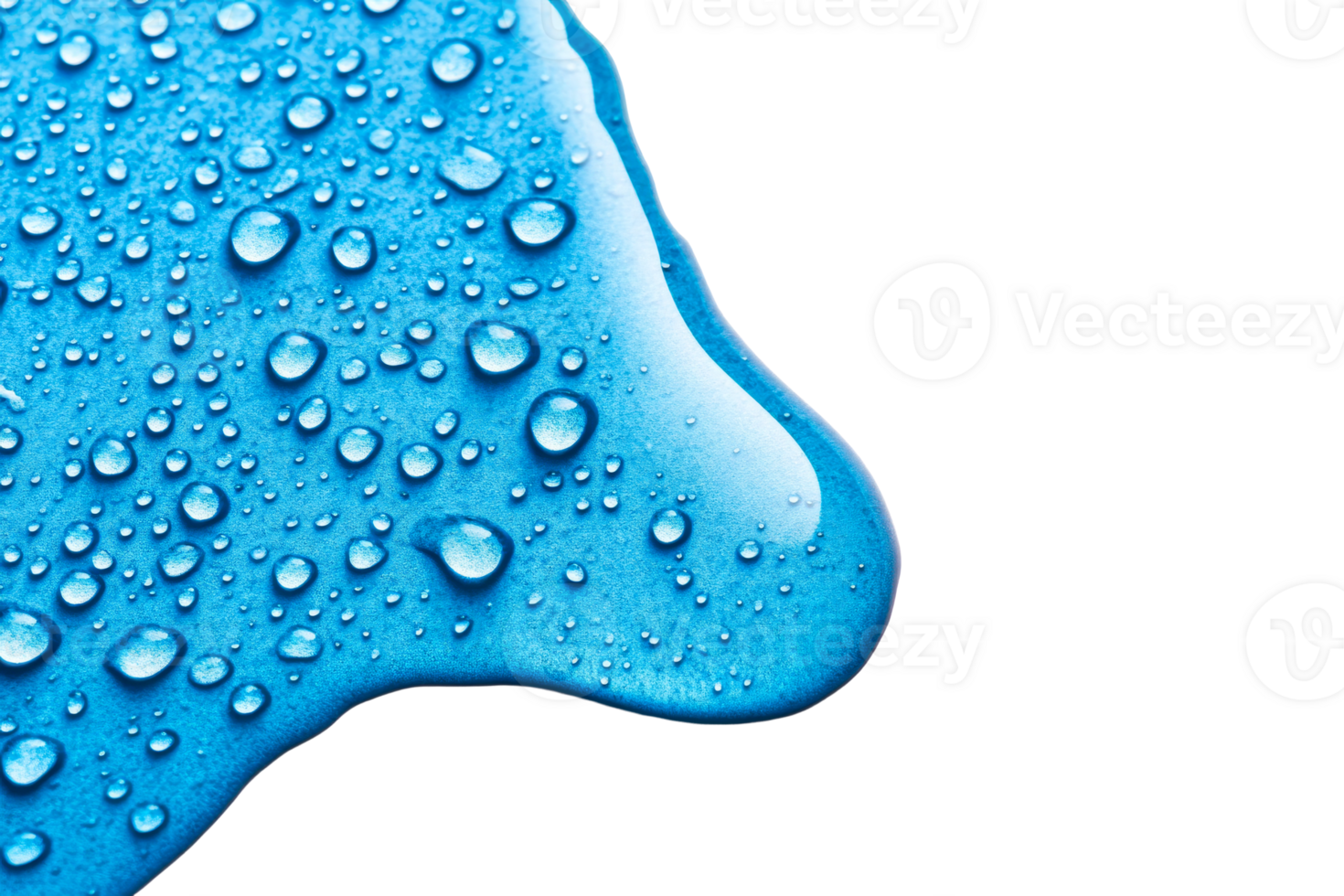 Bright blue water droplets on transparent background with smooth edges png