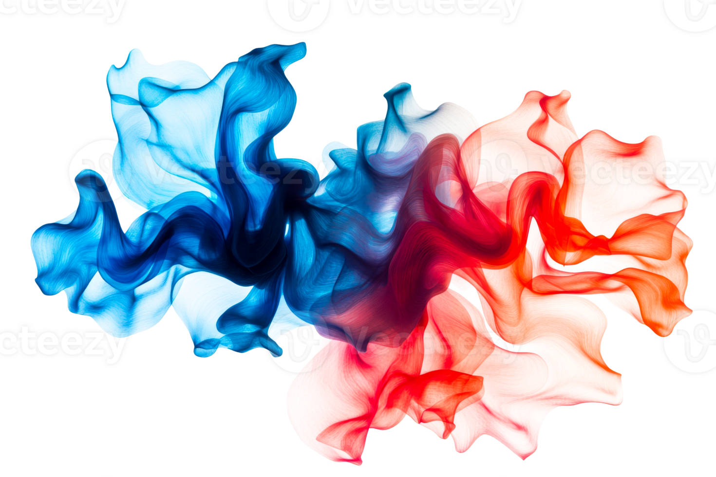 Colorful abstract silk waves on transparent background png