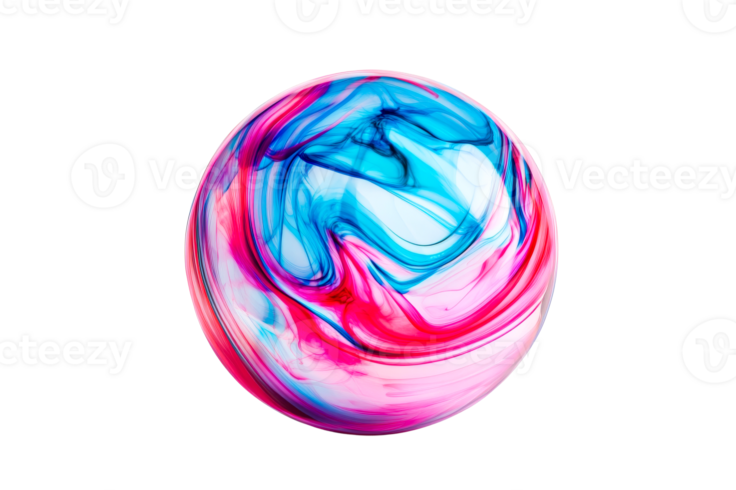 Colorful swirling marble with vibrant blue and pink patterns png
