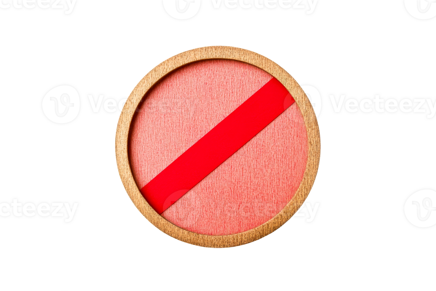 Red prohibition sign with wooden frame on transparent background png