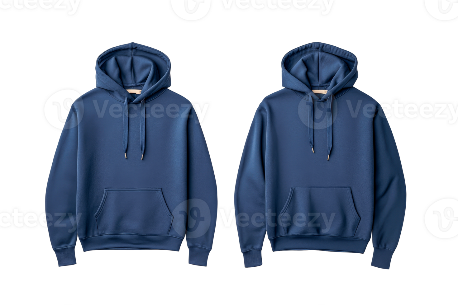 Two blue hoodies with long sleeves on a transparent background png
