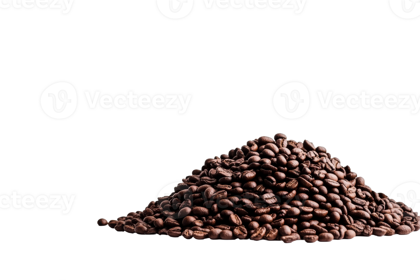 Fresh roasted coffee beans piled on transparent background png