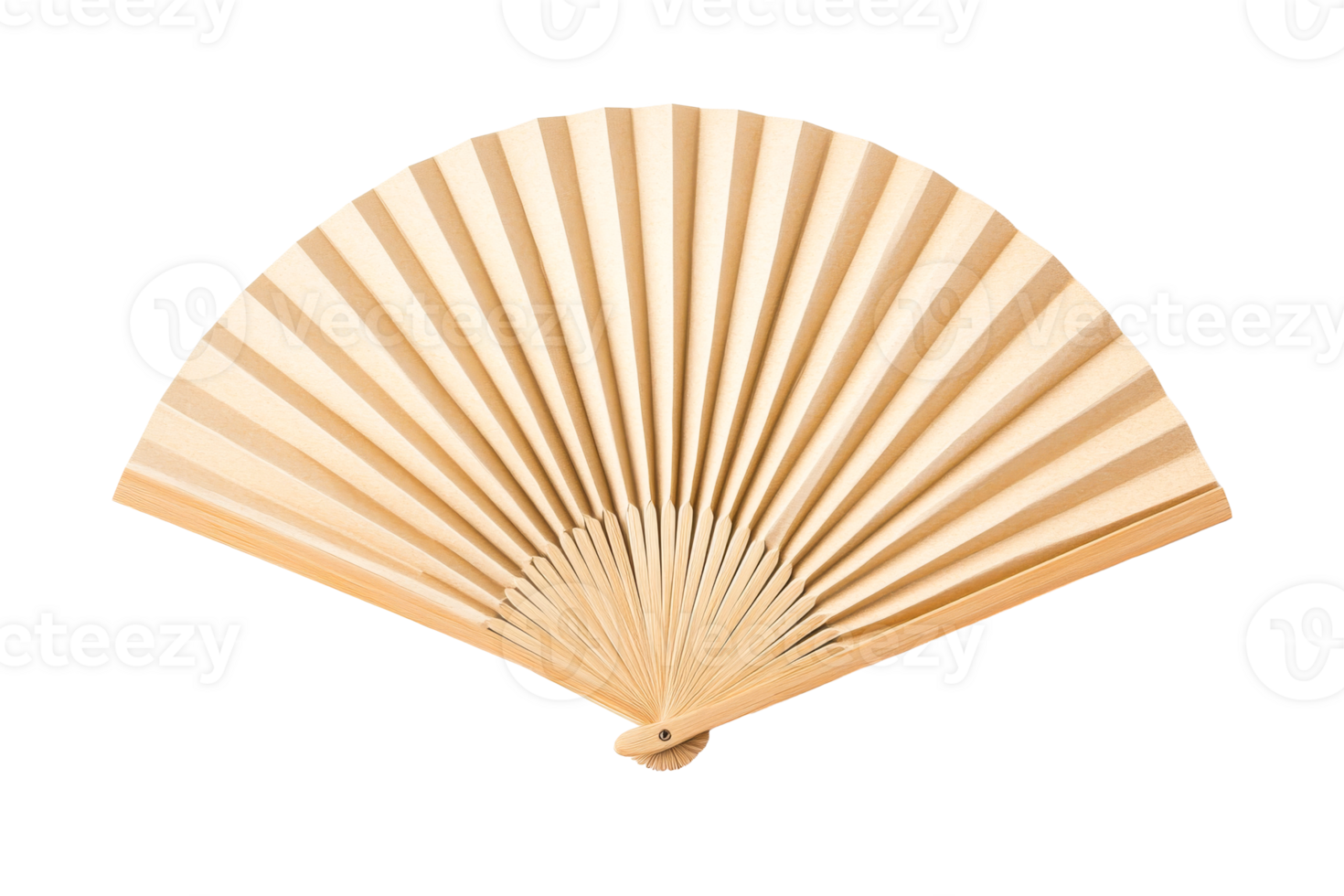 Elegant wooden fan with a smooth design and transparent background png