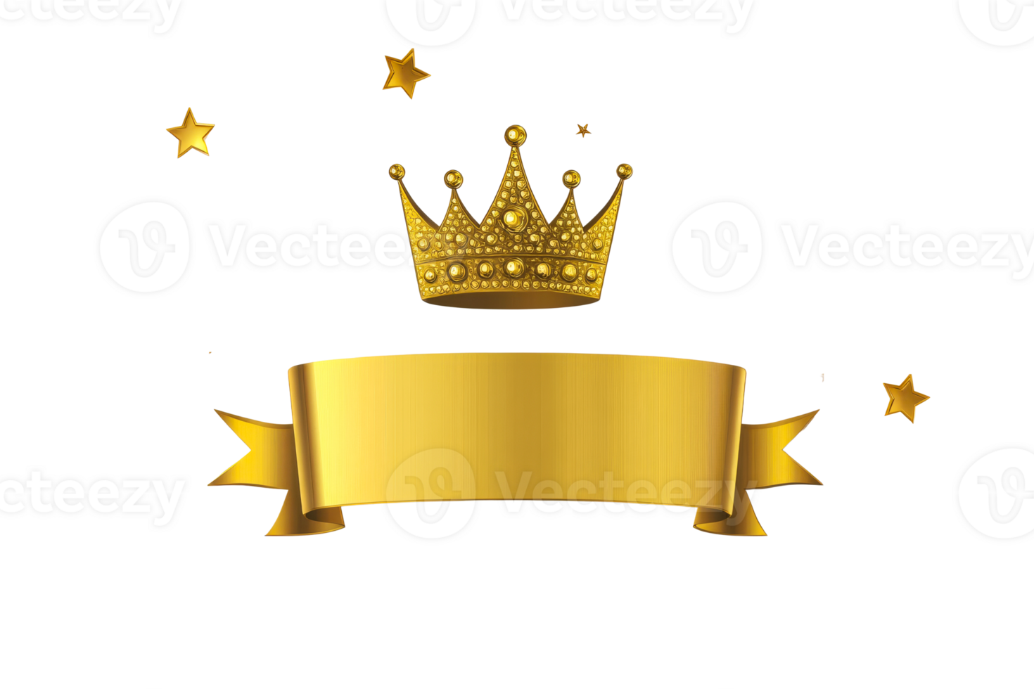 Golden crown and banner design for celebration or award ceremony png