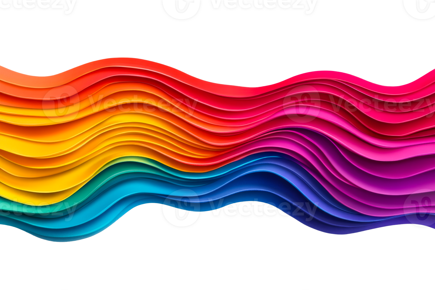 Colorful wave of layered paper sheets with a smooth gradient png