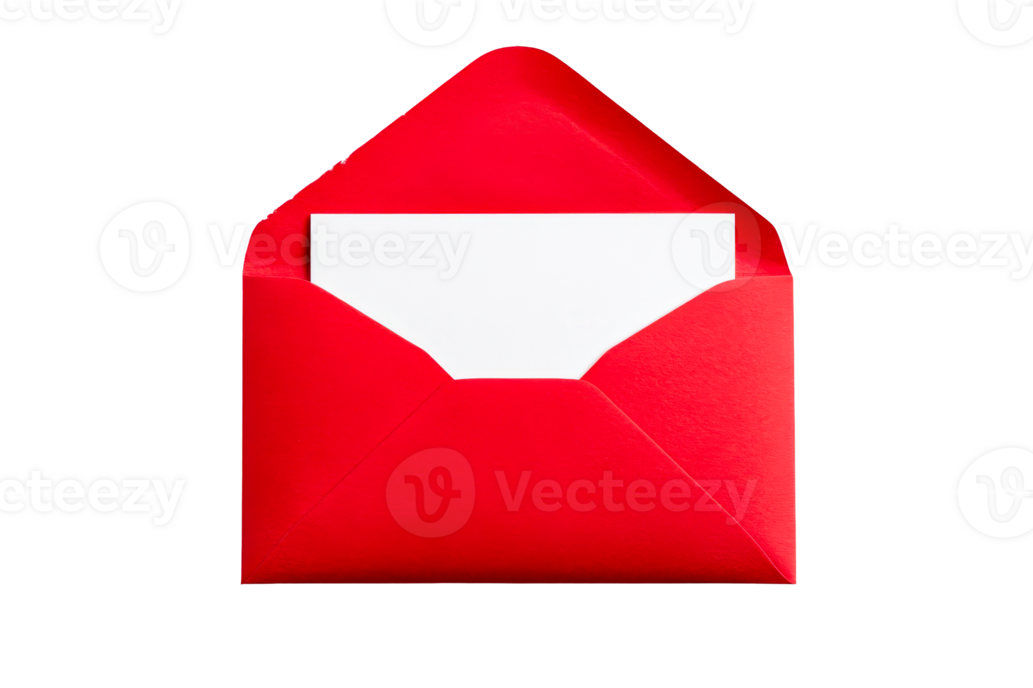 Red envelope with blank card on transparent background png