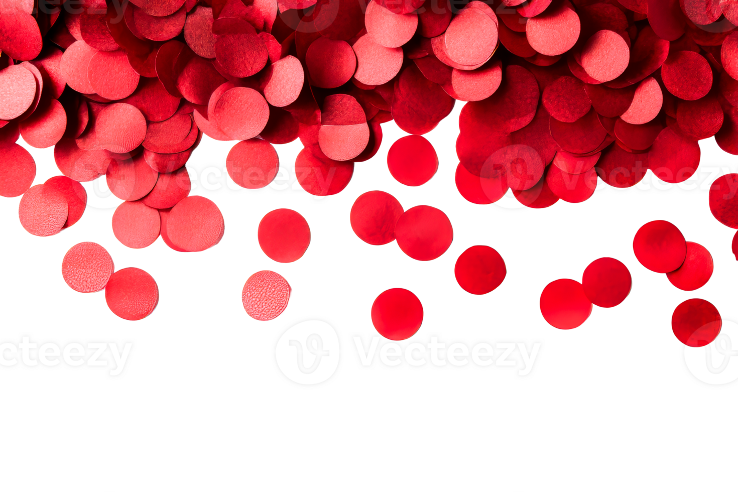 Colorful red confetti scattered on a transparent surface png