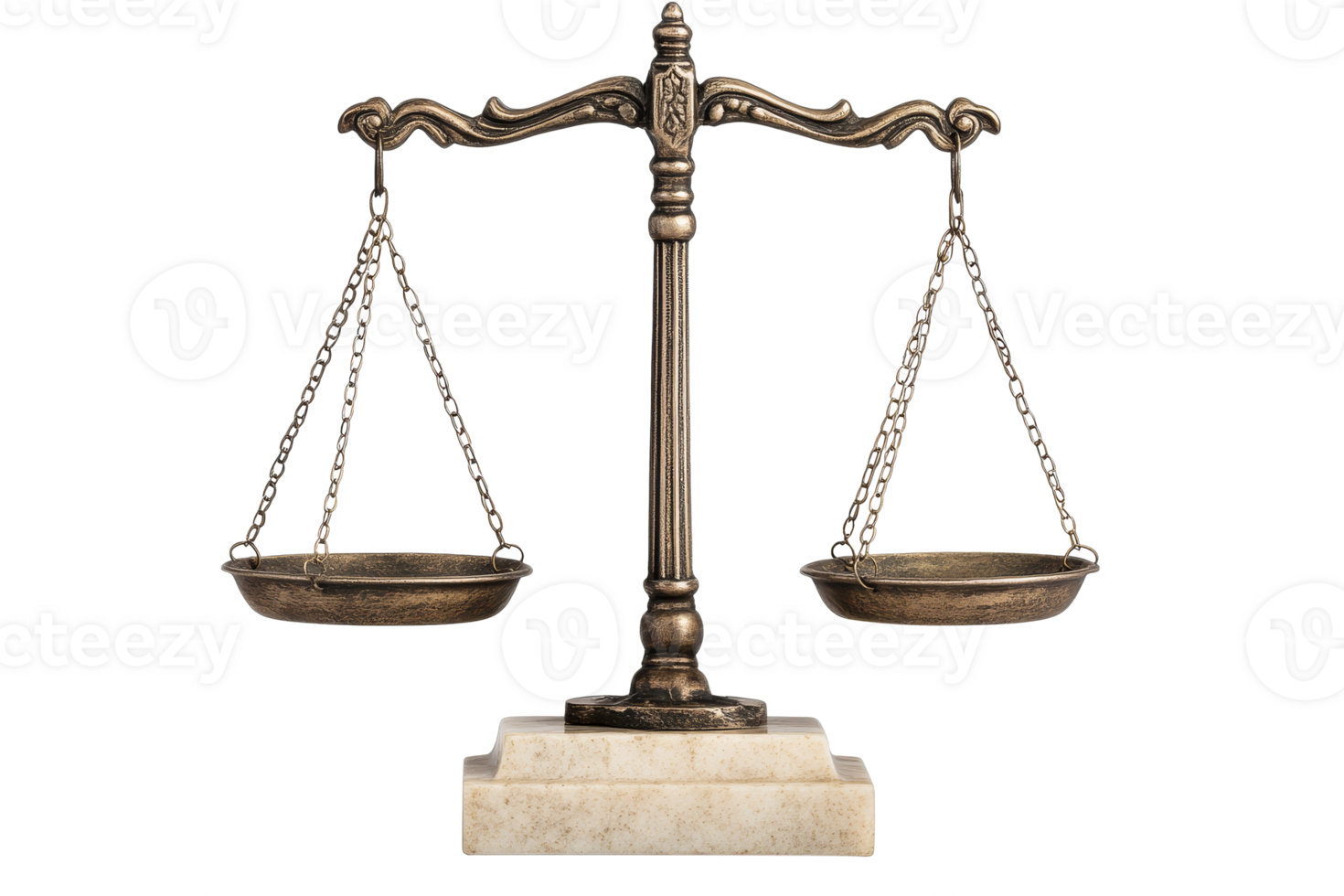 Balance scale on a marble base with a transparent background png