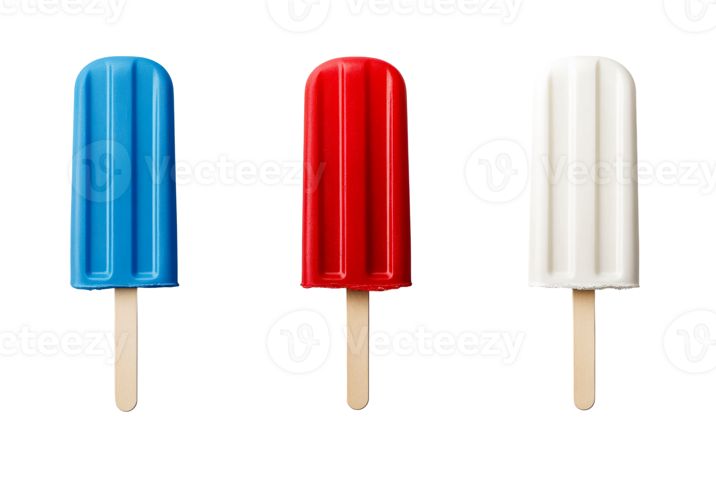 Colorful frozen popsicles on a stick with a transparent background png