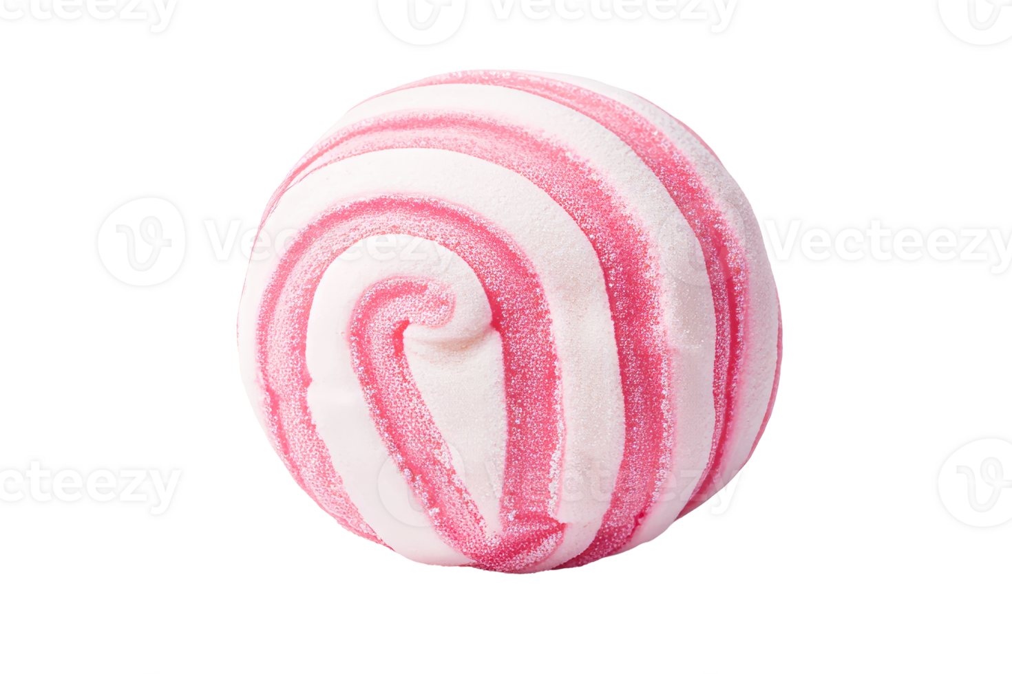 Fun striped bath bomb with pink and white design for relaxation png