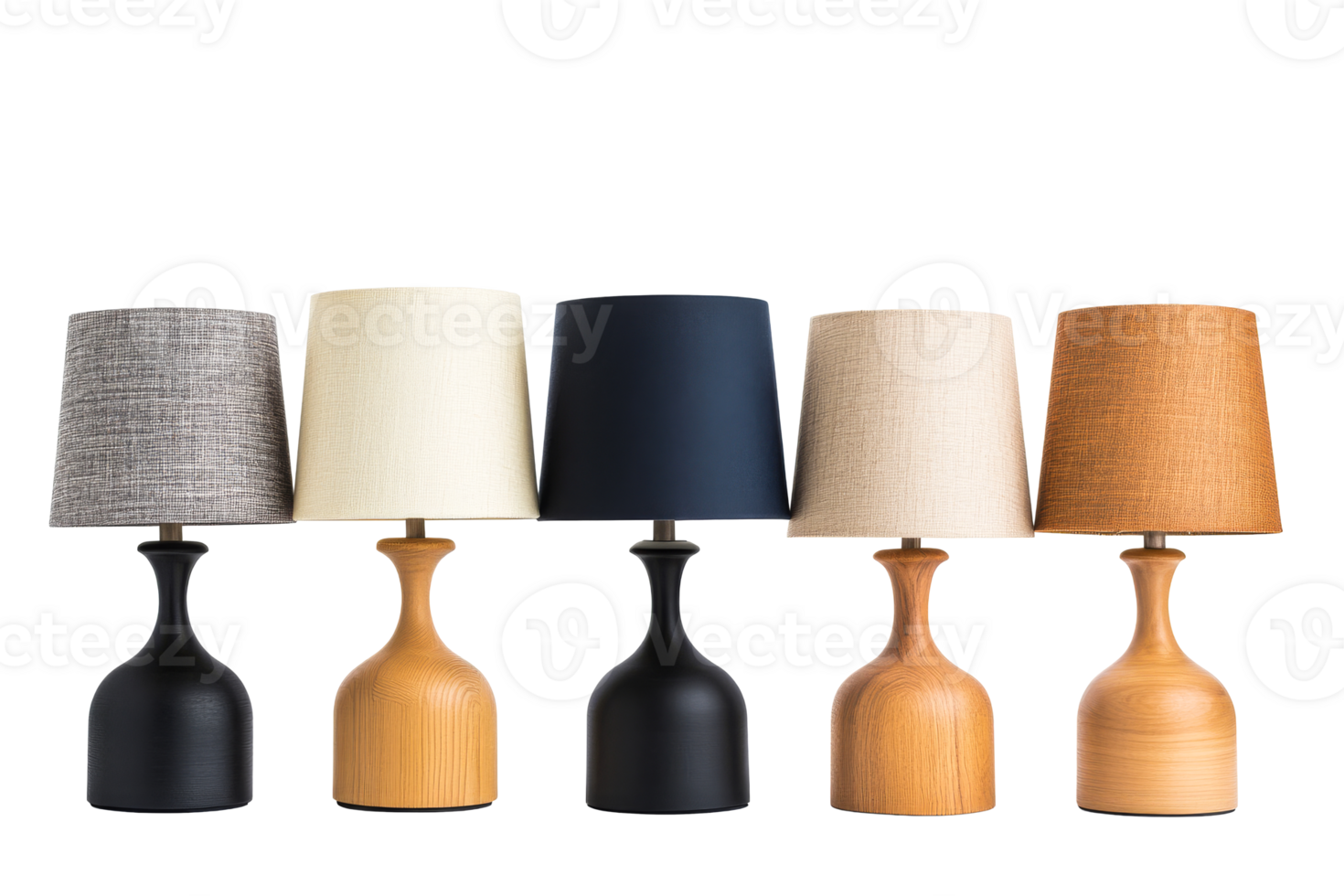 Elegant table lamps arranged in a stylish display png