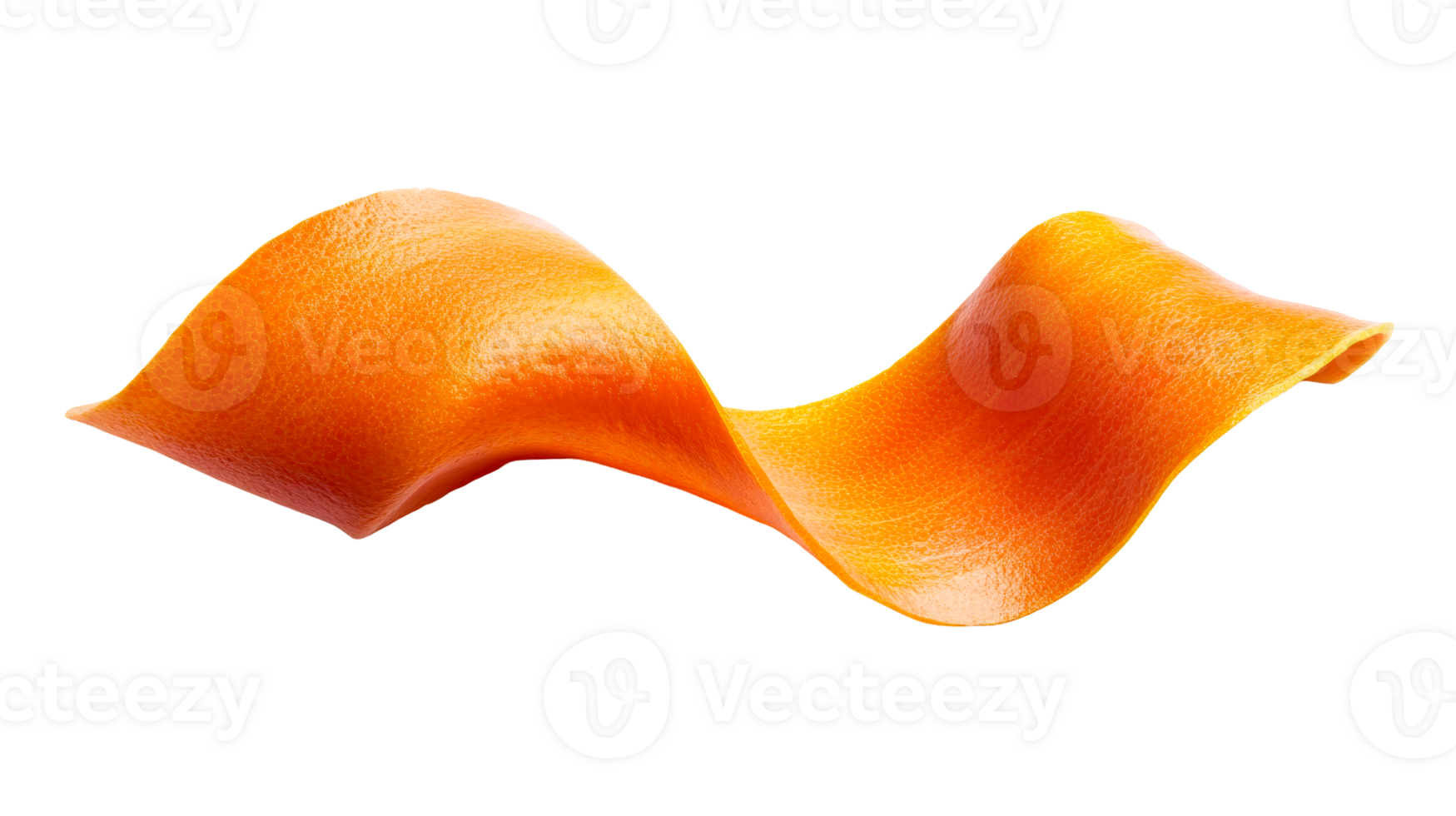 Elegant orange peel wave shape, isolated on black background, cut out transparent png