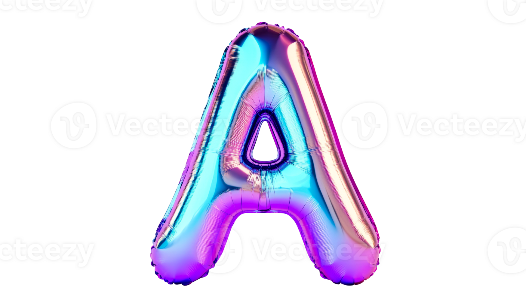 Balloon letter A, holographic shimmer, festive, cutout transparent png