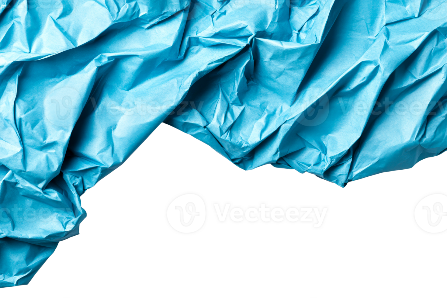 Crumpled blue paper with transparent background for design use png