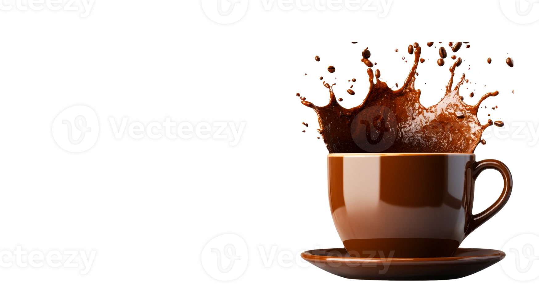 Brown coffee cup, coffee splash, drink spill, beverage, isolated, cut out transparent png