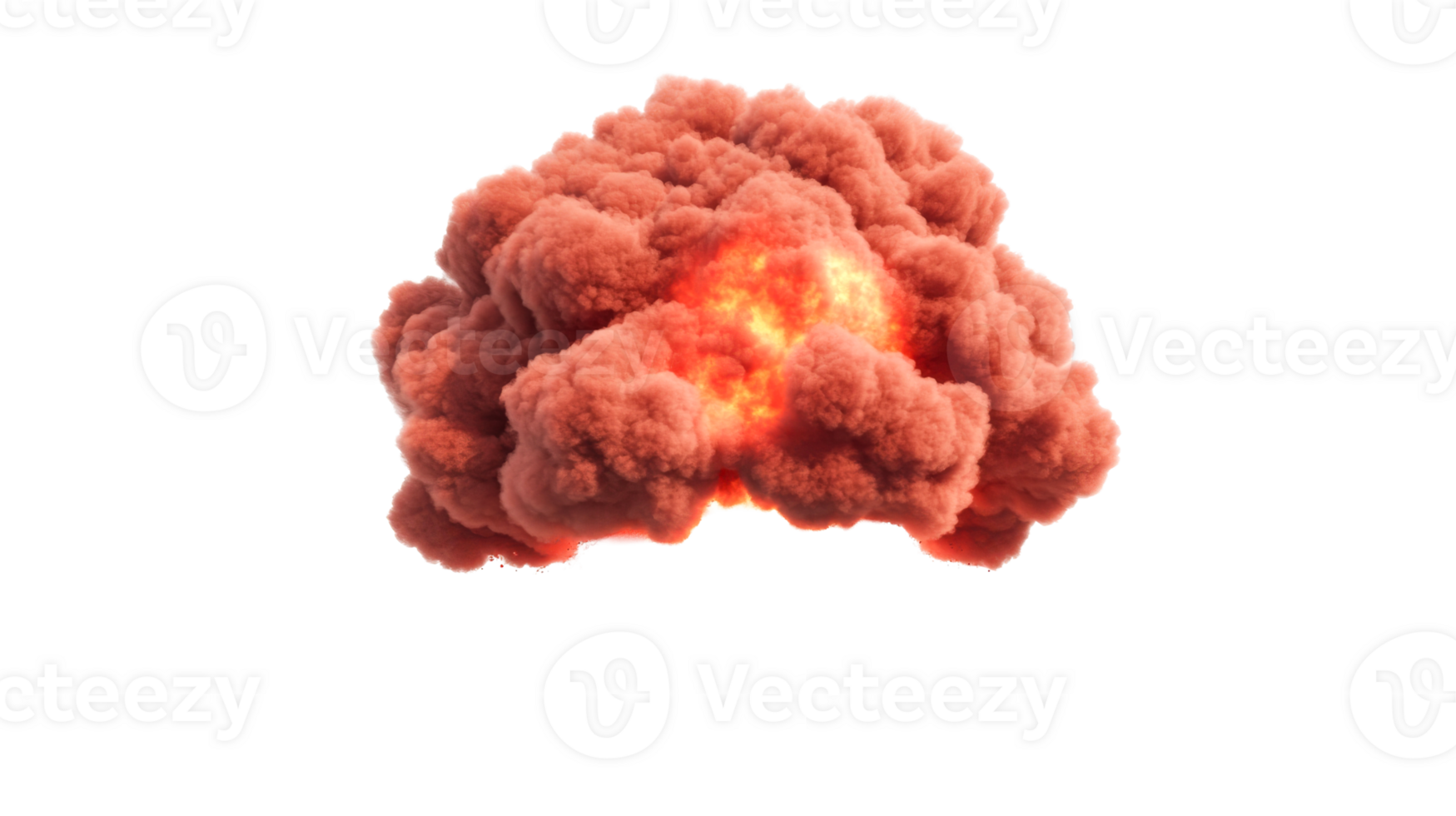 A vibrant explosion creates a dense cloud of reddish smoke png