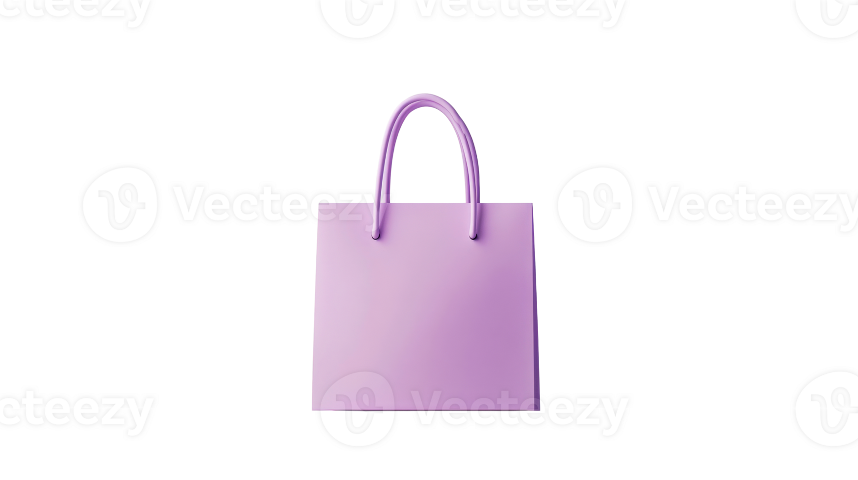 Elegant lavender shopping bag mockup on black backdrop, cut out transparent png