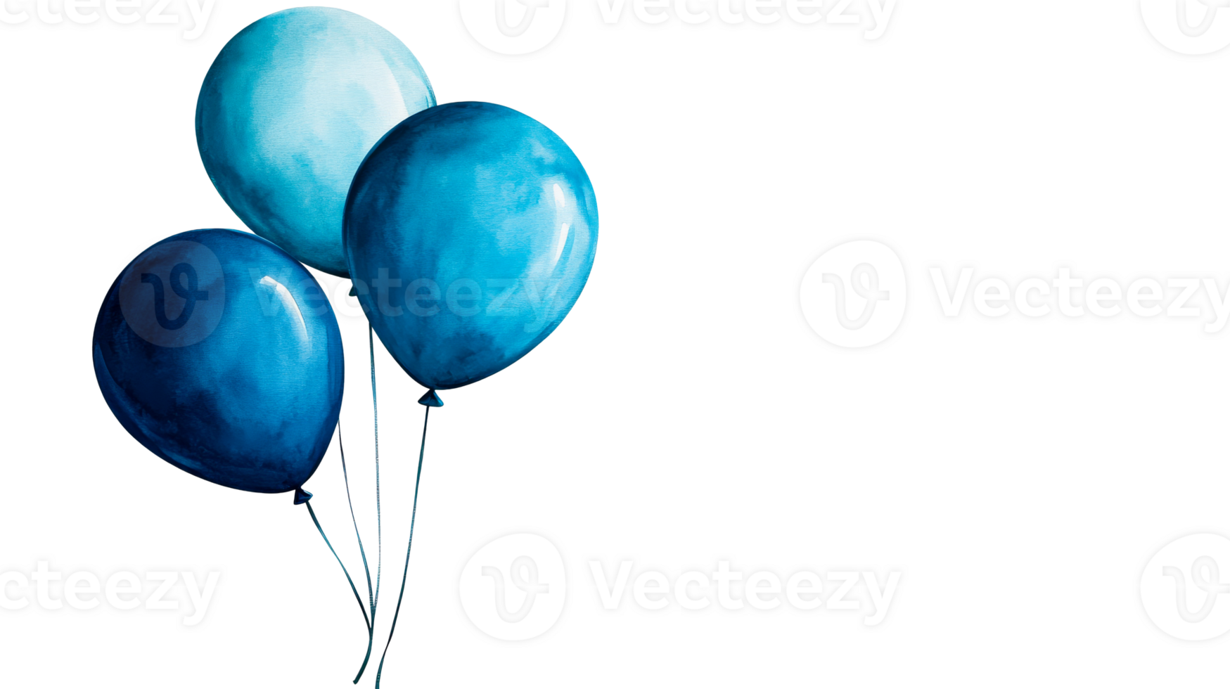 Watercolor illustration of balloons on a black background, cut out transparent png