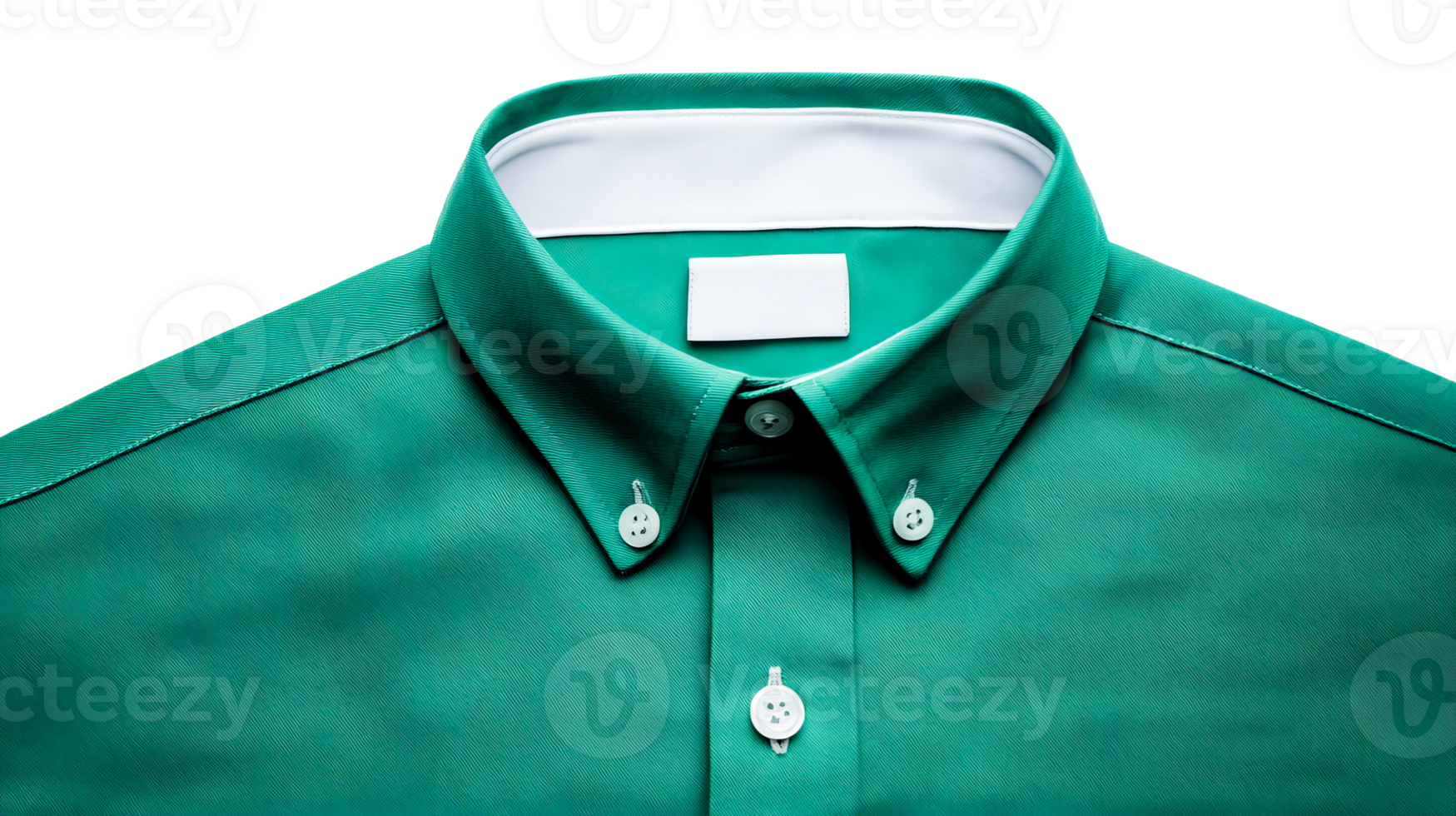 Green button-down shirt with white accents, cut out transparent png