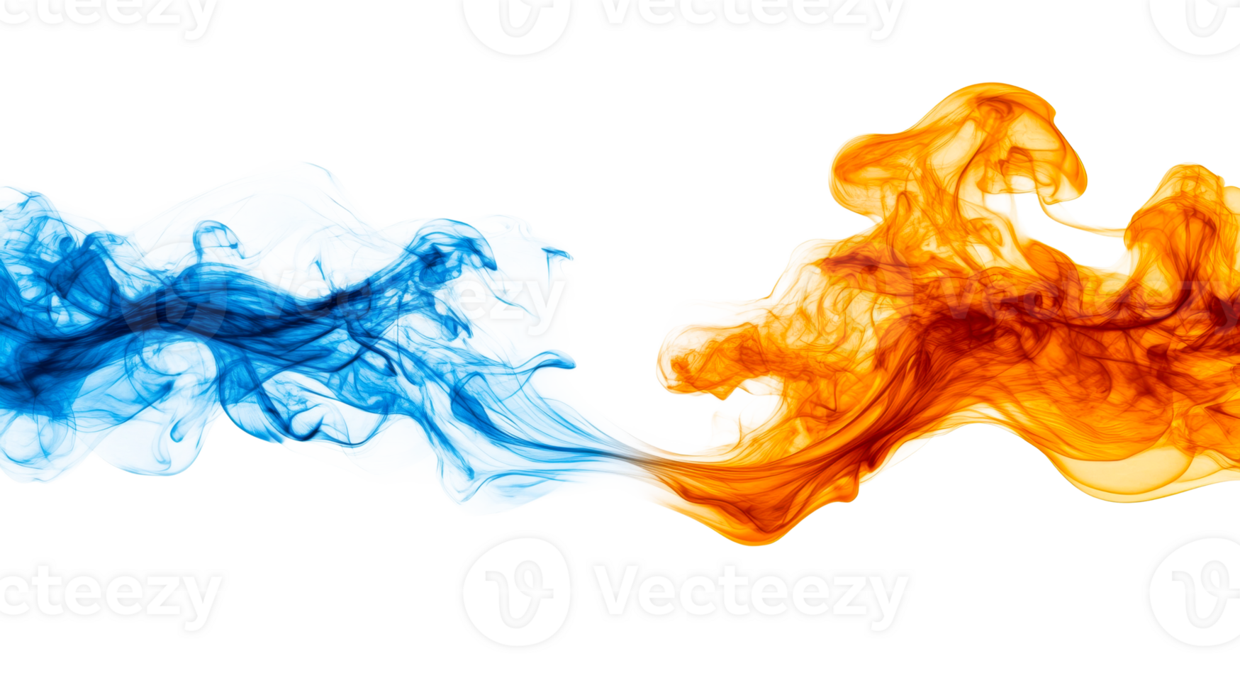 Fire and ice element illustration. Flame and cold smoke, cut out transparent png