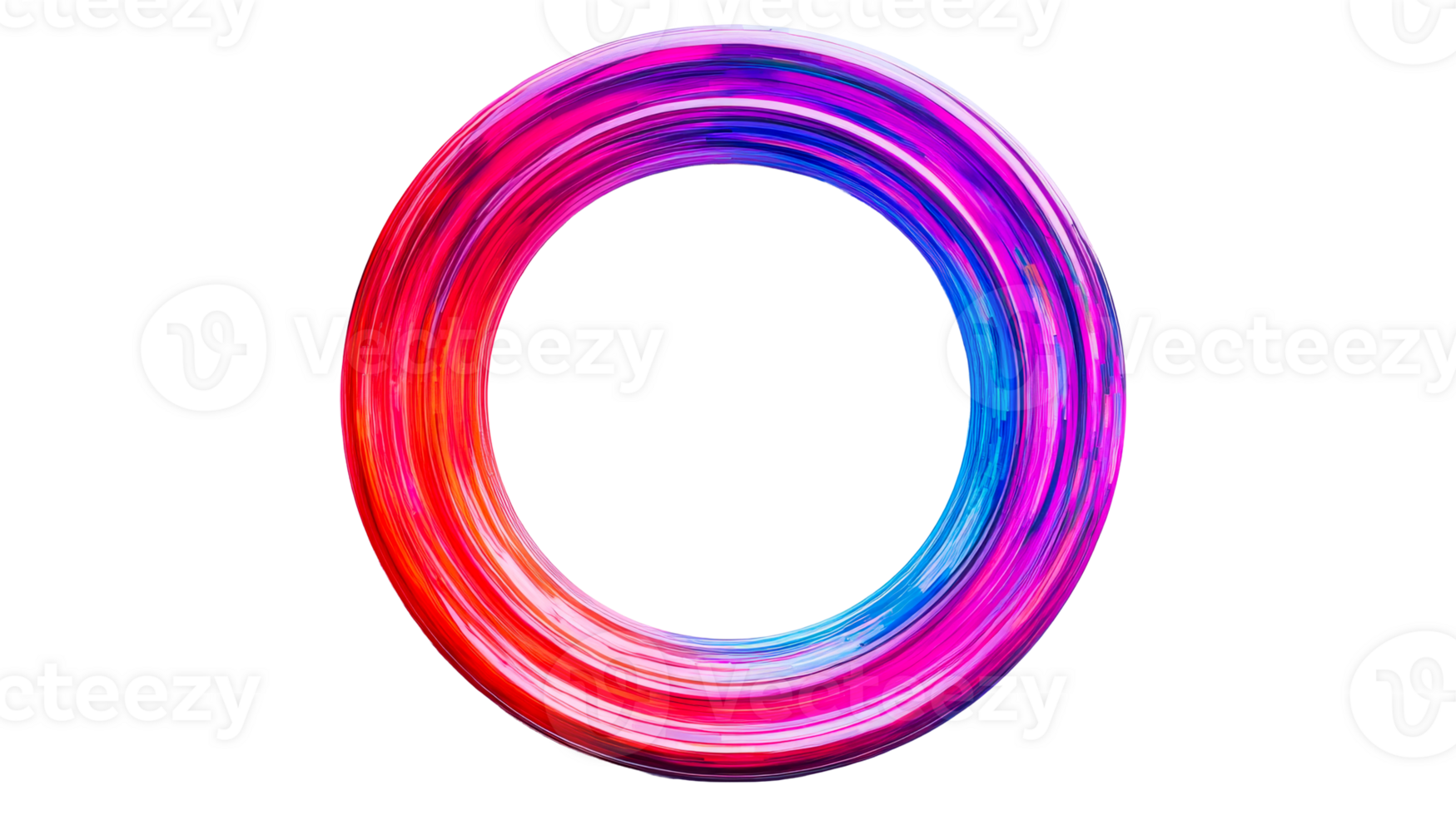 Abstract vibrant brushstroke circle design element on black , cut out transparent png