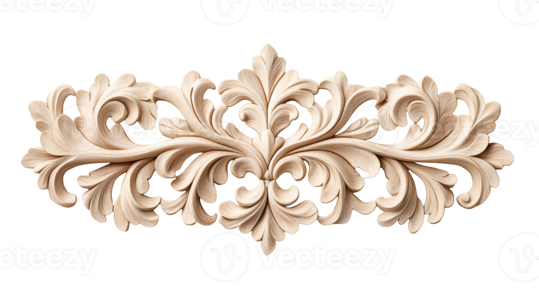 Ornate carved flourish design element, craft decorative frame , cut out transparent png