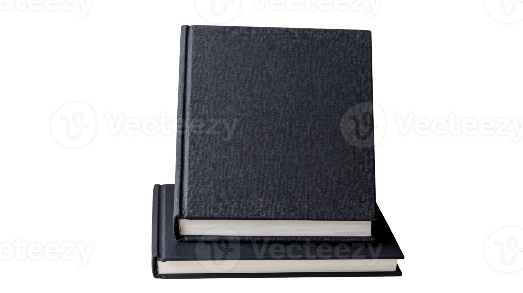 Stack of dark blue textured books on background, cut out transparent png