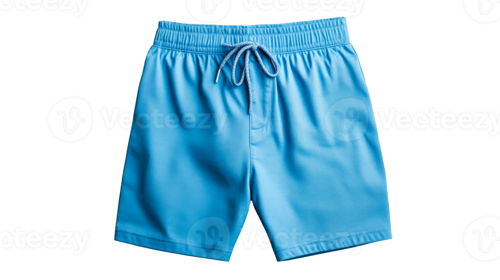 Blue swim trunks with drawstring, isolated on black, cut out transparent png