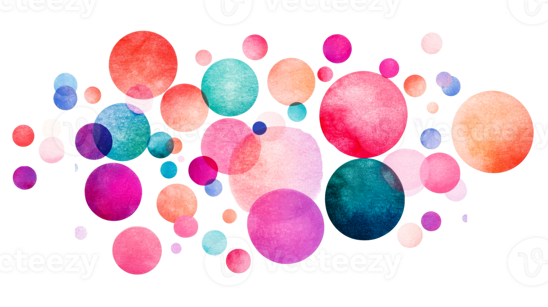 Watercolor circles background with rainbow colors abstract, cut out transparent png