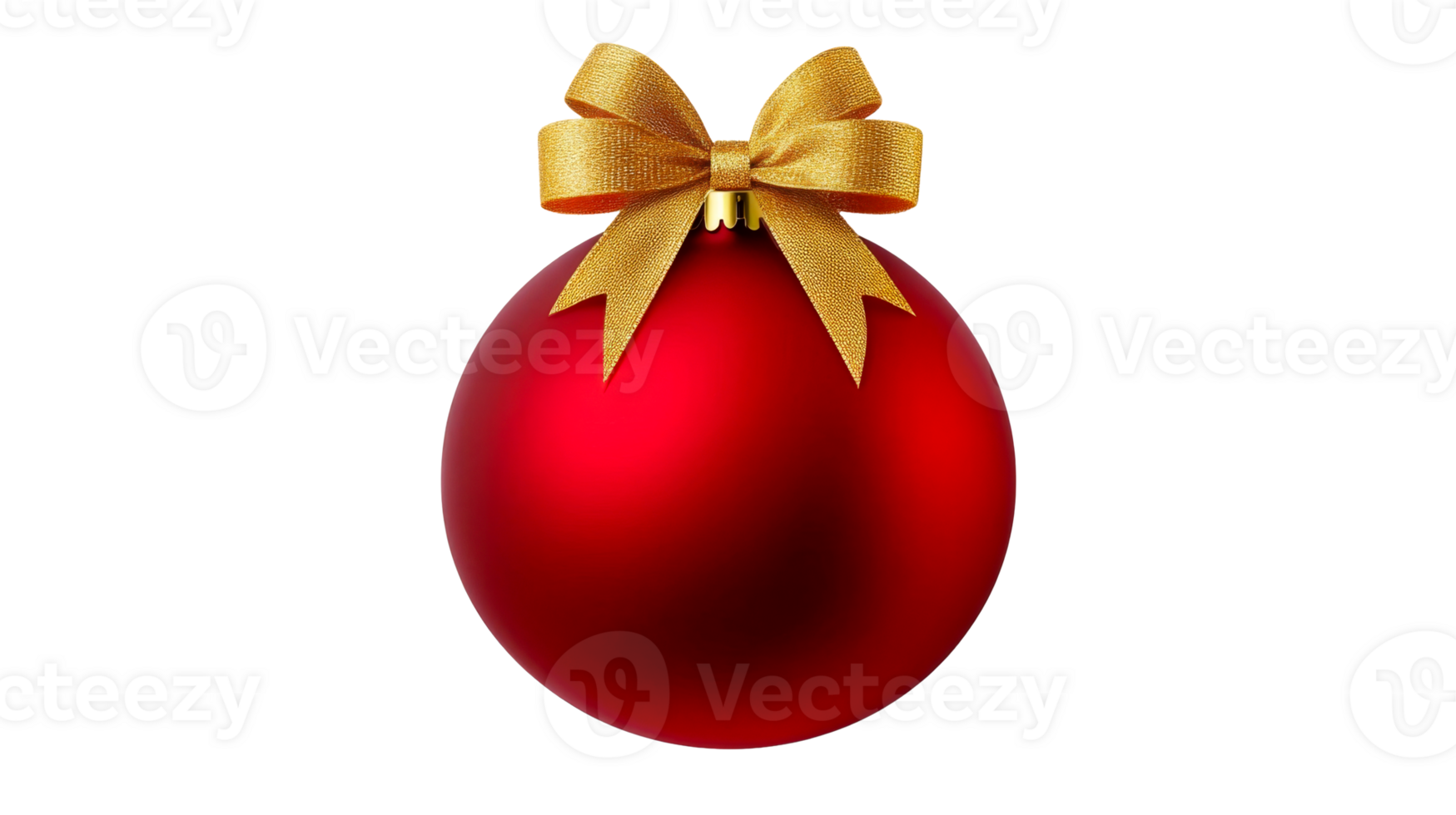 Elegant red Christmas bauble with golden ribbon, cut out transparent png