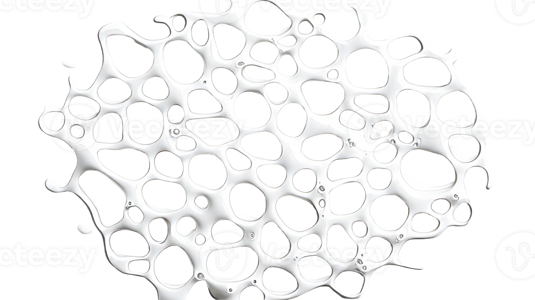 White abstract round pattern, cell structure, cut out transparent png
