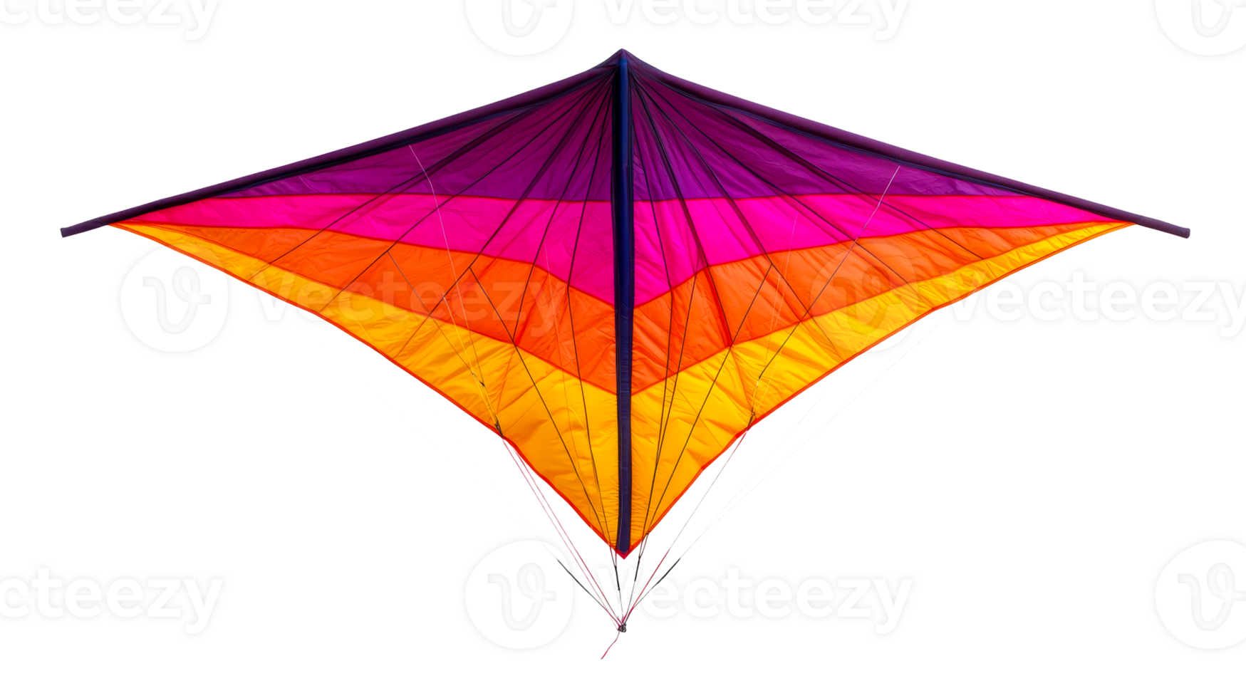 Colorful kite soaring against clear sky with transparent background png