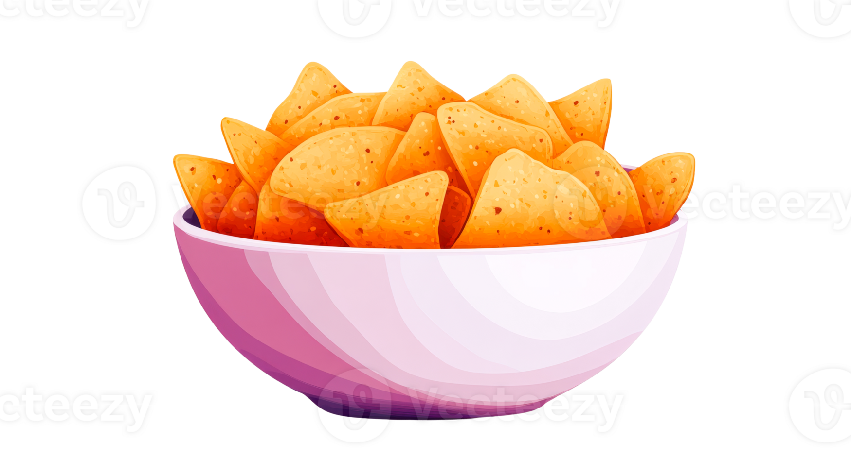 Nachos in a bowl, snack illustration, crunchy food, cut out transparent png