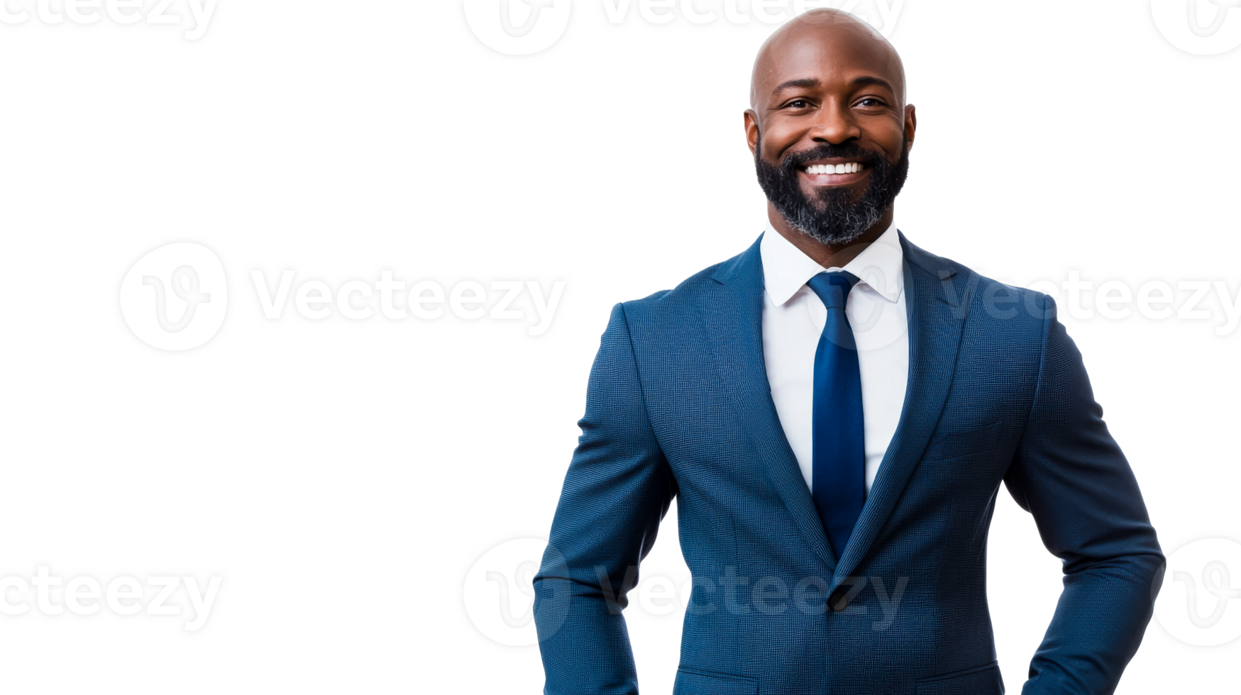 Confident businessman in suit smiling, cut out transparent png