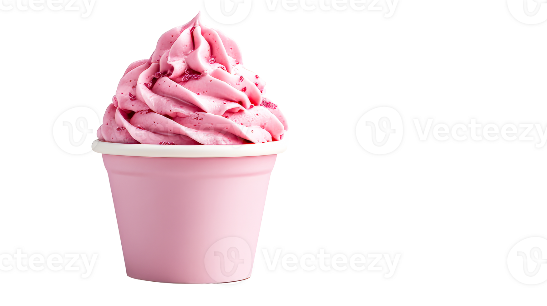 Delicious pink swirl ice cream in a cup on a transparent background png
