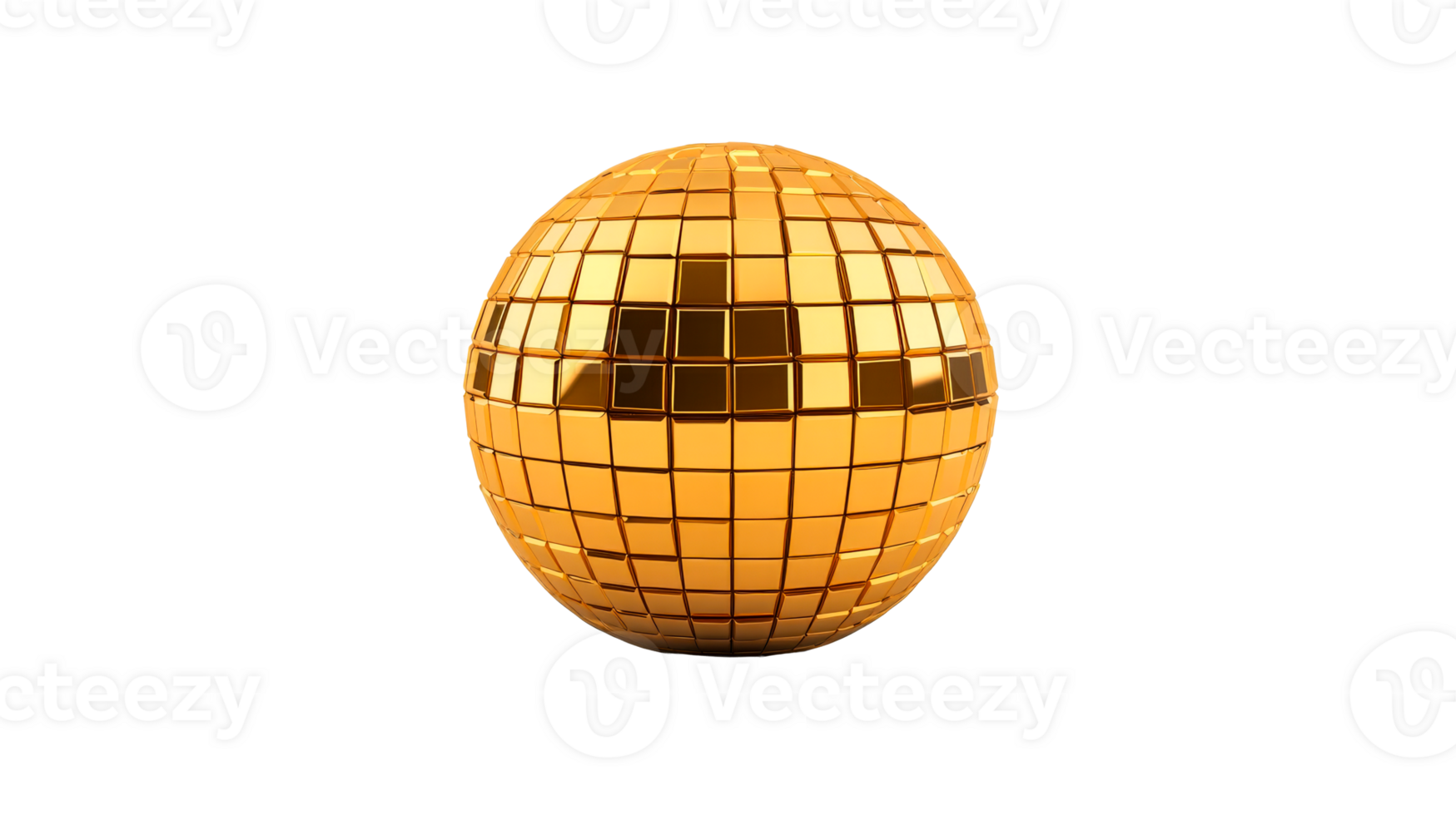 Shiny golden disco ball reflecting light in an empty space png