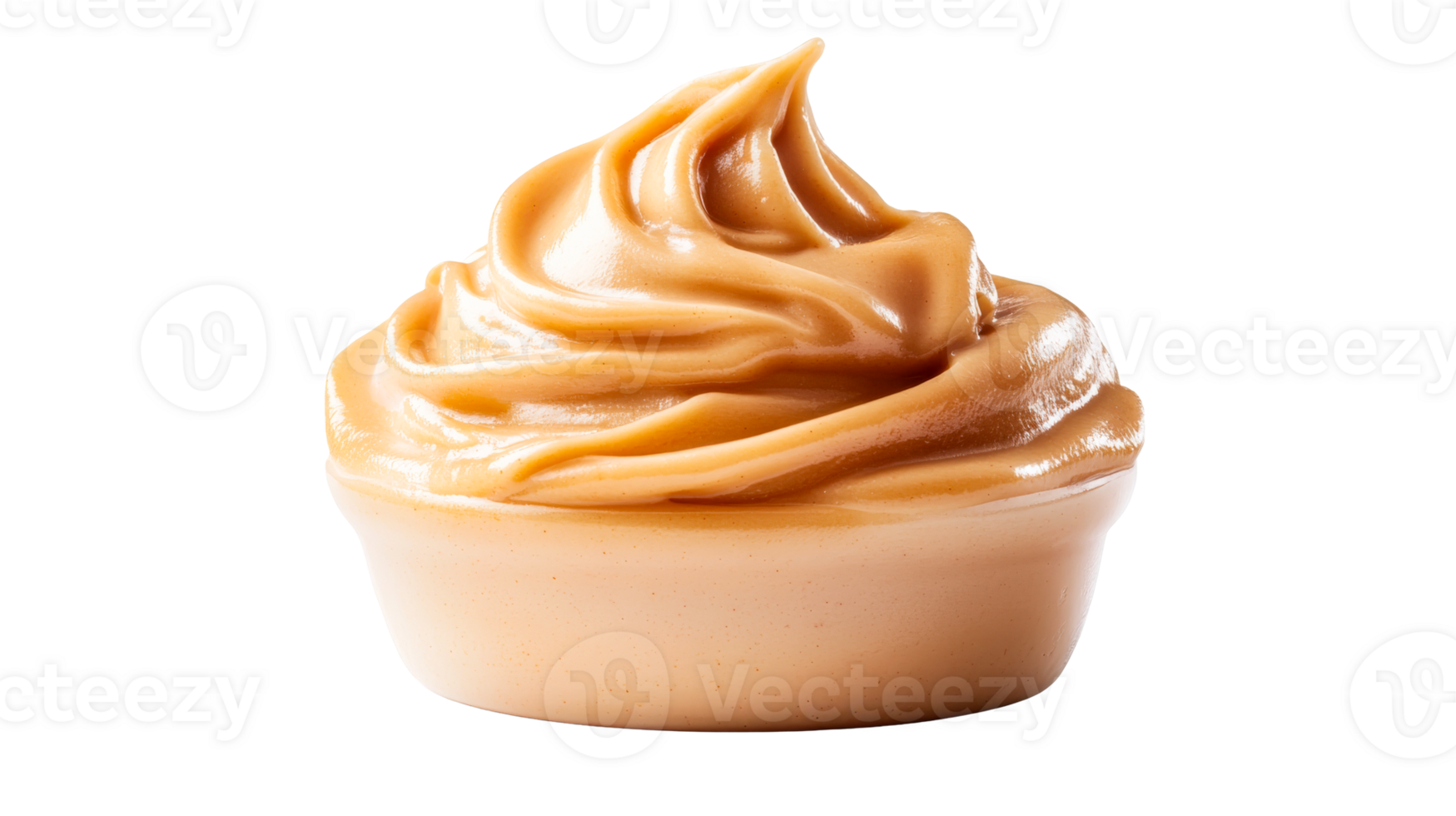 Swirl of delicious peanut butter in cup, cut out transparent png