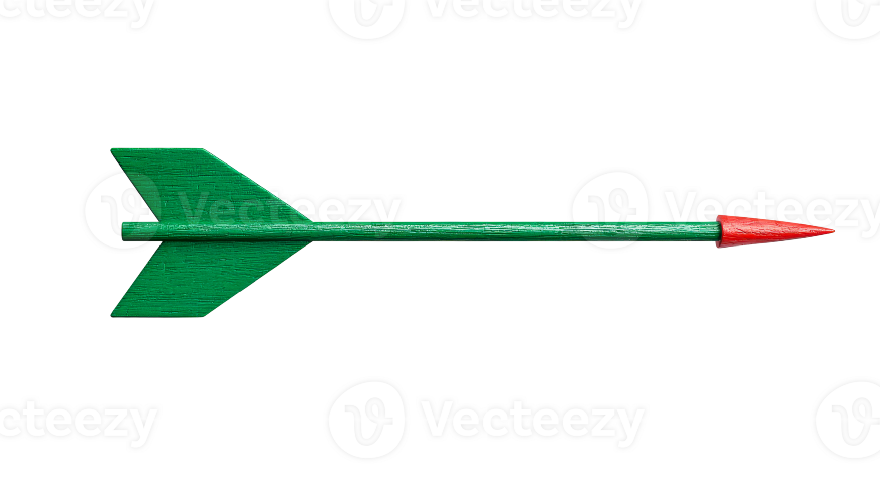 Green arrow with a red tip, archery equipment, wooden, cut out transparent png