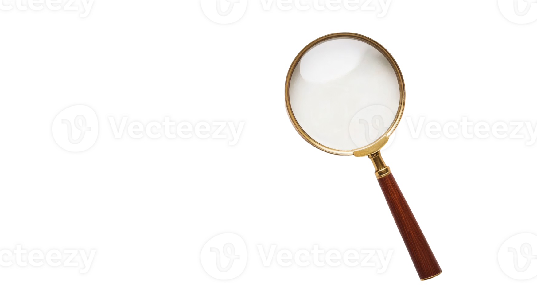 Magnifying glass with wooden handle, isolated, cut out transparent png