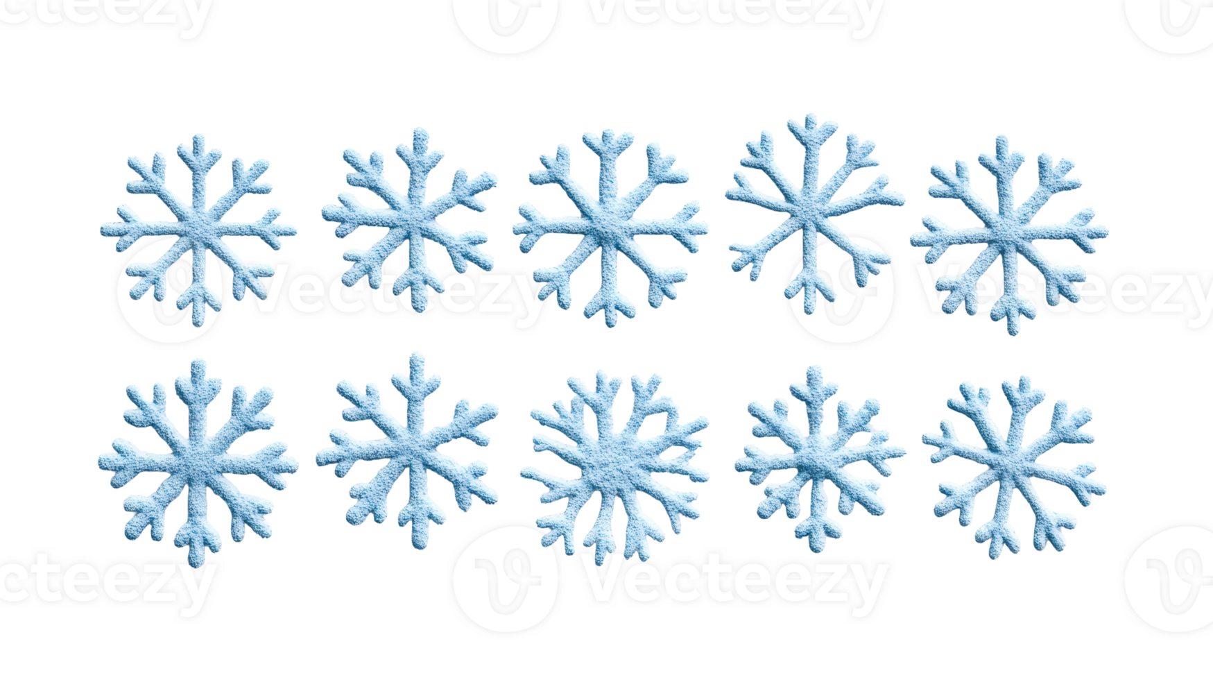 Snowflakes in Rows and Columns on a Black Background, cut out transparent png