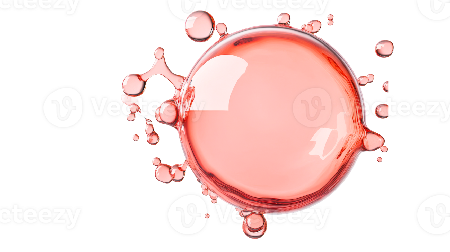Red Liquid Sphere, Fluid, Bubbles, Glossy, Viscous, Translucent, cut out transparent png
