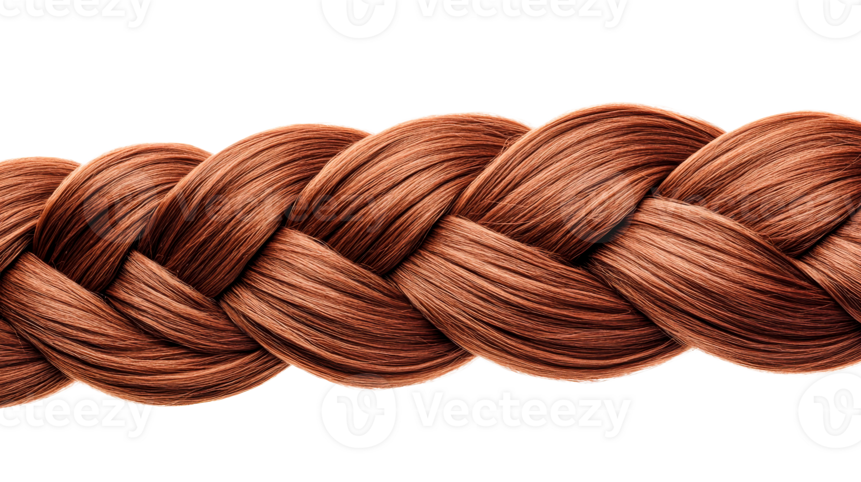 Braided brown hair strand, tress weave style, care treatment, cut out transparent png
